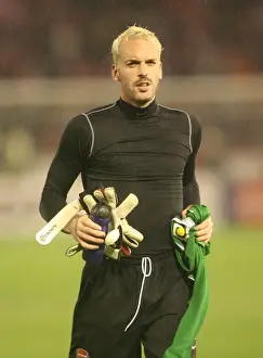 Slavia Prague V Arsenal 2007-8 Prints: Manuel Almunia: The Unbeaten Hero in Arsenal's 0:0 Draw Against Slavia Prague