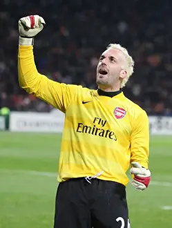 AC Milan V Arsenal 2007-8 Prints: Manuel Almunia's Exultant Moment: Arsenal's 2nd Goal vs