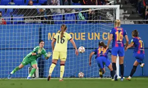 Barcelona V Arsenal Women 2021-22 Prints: Manuela Zinsberger Saves Barcelona Penalty: Arsenal Women vs FC Barcelona