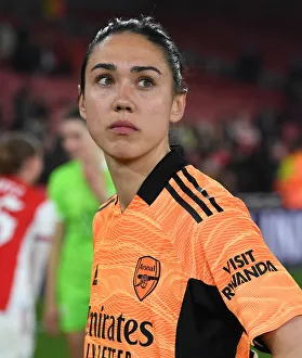 Arsenal Women V VfL Wolfsburg 2021-22 Prints: Manuela Zinsberger's Unwavering Determination: Arsenal Women's UEFA Champions League Quarterfinals vs