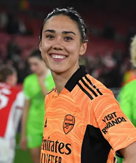 Arsenal Women V VfL Wolfsburg 2021-22 Prints: Manuela Zinsberger's Unwavering Determination: Arsenal Women's UEFA Champions League Quarterfinals vs