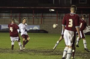 Images Dated 1st February 2008: Mark Randall scores Arsenals 2nd goal under pressure from Alex Ray Harvey (Burnley)