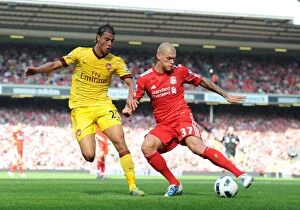 Images Dated 15th August 2010: Marouane Chamakh (Arsenal) Martin Skrtel (Liverpool). Liverpool 1: 1 Arsenal
