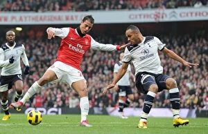 Images Dated 20th November 2010: Marouane Chamakh (Arsenal) Younes Kaboul (Tottenham). Arsenal 2: 3 Tottenham Hotspur