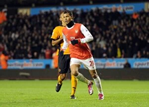 Images Dated 10th November 2010: Marouane Chamakh celebrates scoring his and Arsenals 2nd goal. Wolverhampton Wanderers 0