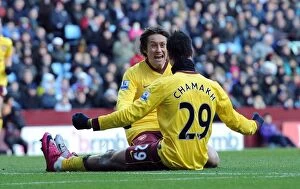 Aston Villa v Arsenal 2010-11 Gallery: Marouane Chamakh celebrates scoring Arsenals 3rd goal with Tomas Rosicky