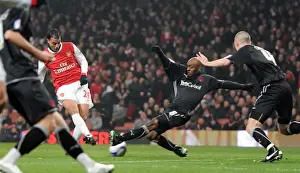 Arsenal V Leyton Orient FA Cup Replay 2010-11 Prints: Marouane Chamakh cscores Arsenals 1st goal under pressure from Terrell Dawson
