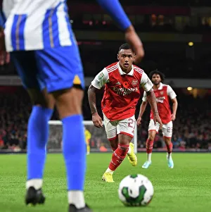 Arsenal V Brighton And Hove Albion - Carabao Cup 2022-23 Prints: Marquinhos in Action: Arsenal vs. Brighton - Carabao Cup Showdown