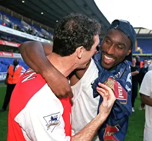Martin Keown and Sol Campbell (Arsenal) celebrate winning the league
