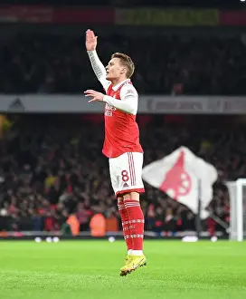Martin Odegaard and Arsenal Team Celebrate Eddie Nketiah's Goal Against Manchester United (2022-23)