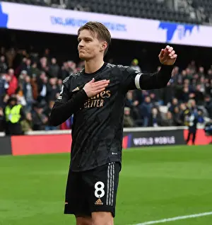 Martin Odegaard Celebrates Arsenal's Win Against Fulham in the Premier League
