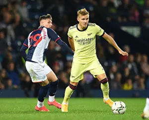 West Bromwich Albion V Arsenal - Carabao Cup 2021-22 Prints: Martin Odegaard Clashes with Gardner-Hickman: West Bromwich Albion vs
