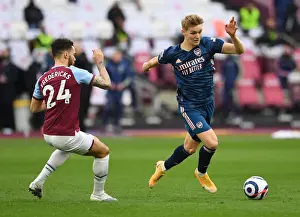 West Ham United V Arsenal 2020-21 Prints: Martin Odegaard Darts Past Ryan Fredericks: West Ham vs Arsenal, Premier League 2020-21