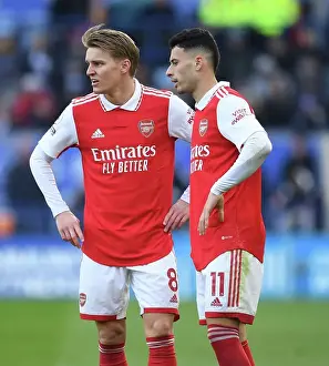 Martin Odegaard and Gabriel Martinelli in Action: Leicester City vs Arsenal, Premier League 2022-23
