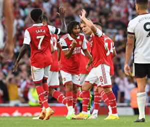 Arsenal v Fulham 2022-23 Collection: Martin Odegaard Scores First Arsenal Goal: Arsenal FC Triumphs Over Fulham FC in 2022-23 Premier