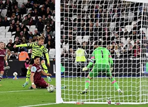 West Ham United V Arsenal - Carabao Cup 2023-24 Prints: Martin Odegaard Scores First Goal: Arsenal Triumphs over West Ham United in Carabao Cup