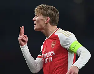 Arsenal V RC Lens 2023-24 Prints: Martin Odegaard Shines: Arsenal's Champions League Victory Over RC Lens
