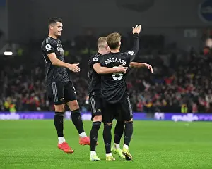 Martin Odegaard and Teammates Celebrate Arsenal's Goals Against Brighton & Hove Albion (December 2022)