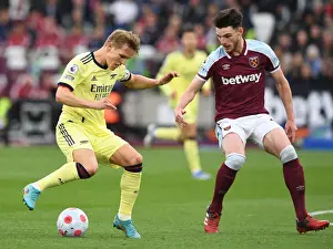 West Ham United V Arsenal 2021-22 Prints: Martin Odegaard vs. Declan Rice: Battle in the Premier League - Arsenal vs