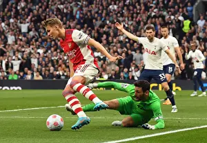 Tottenham Hotspur V Arsenal 2021-22 Prints: Martin Odegaard vs Hugo Lloris: Intense Clash Between Tottenham and Arsenal in Premier League