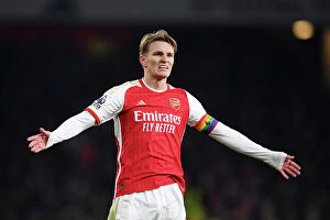 Arsenal v Wolverhampton Wanderers 2023-24 Collection: Martin Odegaard's Emotional Moment: Arsenal's Struggle Against Wolverhampton Wanderers (2023-24)