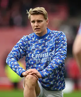 Arsenal V Leicester City 2021-22 Prints: Martin Odegaard's Focus: Arsenal's Readiness vs Leicester City in Premier League