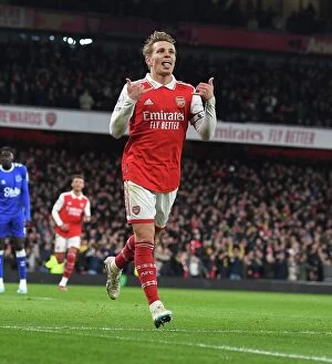 Images Dated 1st March 2023: Martin Odegaard's Thrilling Third: Arsenal's Triumph Over Everton in the 2022-23 Premier League
