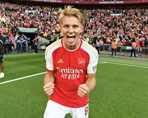 Arsenal V Manchester City - Community Shield 2023-24 Prints: Martin Odegaard's Triumph: Arsenal's Community Shield Victory (2023-24)