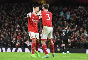 Martinelli and Tierney Celebrate Arsenal's Victory over West Ham United (2022-23)