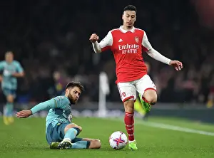 Arsenal V Southampton 2022-23 Prints: Martinelli vs Caleta-Car: Intense Battle – Arsenal's Clash with Southampton (2022-23)