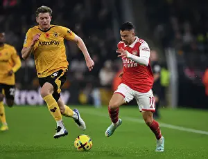 Wolverhampton Wanderers V Arsenal 2022-23 Prints: Martinelli vs Collins: A Football Showdown at Molineux - Wolverhampton Wanderers vs Arsenal FC