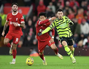 Liverpool V Arsenal 2023-24 Prints: Martinelli vs Endo: Battle at Anfield - Liverpool vs Arsenal, Premier League 2023-24