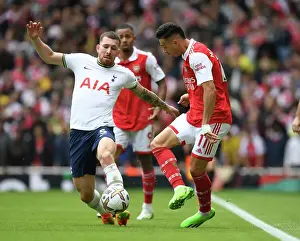 Arsenal V Tottenham Hotspur 2022-23 Prints: Martinelli vs. Hojbjerg: A Riveting Rivalry Clash in the Arsenal-Tottenham Premier League Showdown (2022-23)