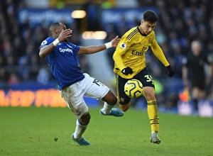 Everton v Arsenal 2019-20 Collection: Martinelli vs Sidibe: Clash at Goodison Park - Everton vs Arsenal, Premier League 2019-20