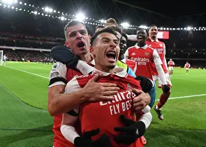 Arsenal V West Ham United 2022-23 Prints: Martinelli and Xhaka Celebrate Arsenal's Victory over West Ham United (2022-23)