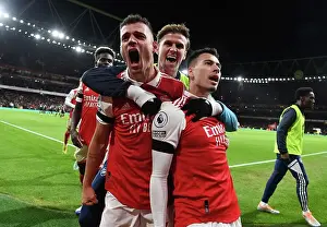 Arsenal V West Ham United 2022-23 Prints: Martinelli and Xhaka-Led Arsenal Celebrate Second Goal Against West Ham in 2022-23 Premier League