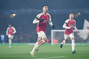 Arsenal V RC Lens 2023-24 Prints: Martinelli's Brace: Arsenal Clinch Champions League Win vs. RC Lens (2023-24)