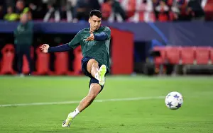 Sevilla V Arsenal 2023-24 Prints: Martinelli's Focus: Arsenal's Gabriel Gears Up for Sevilla's Champions League Showdown