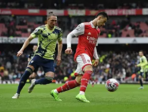 Arsenal V Leeds United 2022-23 Prints: Martinelli's Star Performance: Arsenal Triumphs Over Leeds United in Thrilling April Showdown (2022-23)