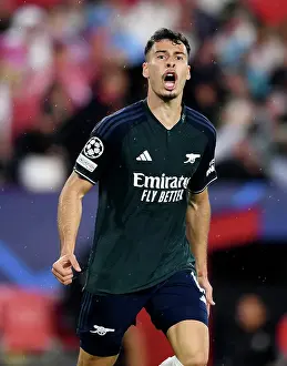 Sevilla V Arsenal 2023-24 Prints: Martinelli's Stunner: Arsenal Takes the Lead Over Sevilla in Champions League Showdown