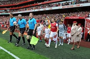 Arsenal v AC Milan 2010-11 Collection: The match officials and Thomas Vermaelen (Arsenal). Arsenal 1: 1 AC Milan