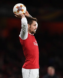 Arsenal V BATE Borisov 2017-18 Prints: Mathieu Debuchy in Action for Arsenal against BATE Borisov, UEFA Europa League 2017-18