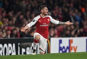 Arsenal v Red Star Belgrade 2017-18 Collection: Mathieu Debuchy in Action for Arsenal against Red Star Belgrade, UEFA Europa League 2017-18
