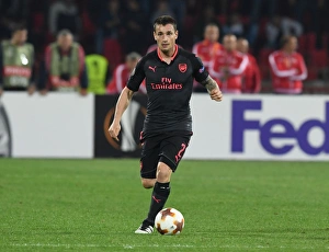 Red Star Belgrade V Arsenal 2017-18 Prints: Mathieu Debuchy in Action: Arsenal vs. Red Star Belgrade, Europa League 2017-18