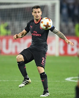 Red Star Belgrade V Arsenal 2017-18 Prints: Mathieu Debuchy in Action: Arsenal vs. Red Star Belgrade, Europa League 2017-18