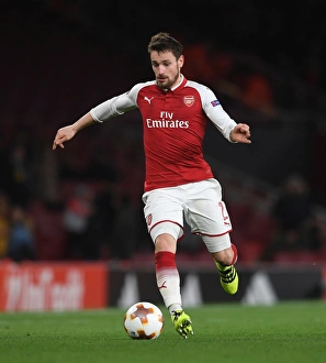 Arsenal V BATE Borisov 2017-18 Prints: Mathieu Debuchy in Action: Arsenal vs. BATE Borisov, UEFA Europa League 2017-18