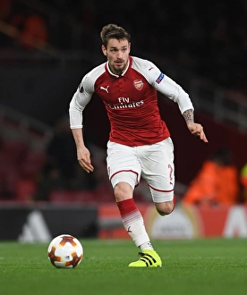 Arsenal V BATE Borisov 2017-18 Prints: Mathieu Debuchy in Action: Arsenal vs BATE Borisov, UEFA Europa League (2017-18)