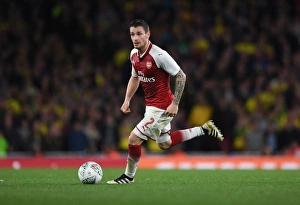 Arsenal V Norwich - Carabo Cup 4th Round 2017-18 Prints: Mathieu Debuchy in Action: Arsenal vs Norwich City, Carabao Cup 2017-18