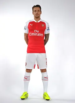 Arsenal 1st Team Photocall 2015-16 Prints: Mathieu Debuchy at Arsenal's 2015-16 First Team Photocall