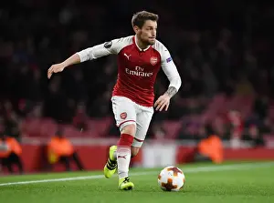 Arsenal V BATE Borisov 2017-18 Prints: Mathieu Debuchy: Arsenal's Defensive Force in Europa League Clash Against BATE Borisov (2017-18)